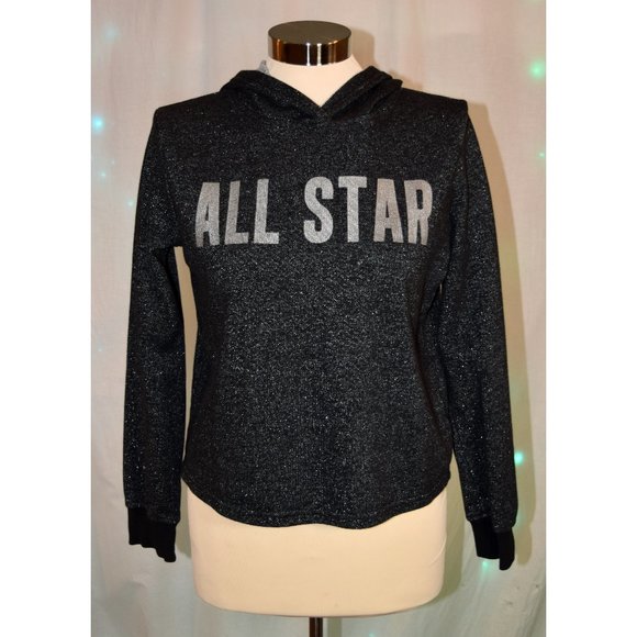 Converse Tops - Converse Black Metallic Hoodie Size XL (juniors)